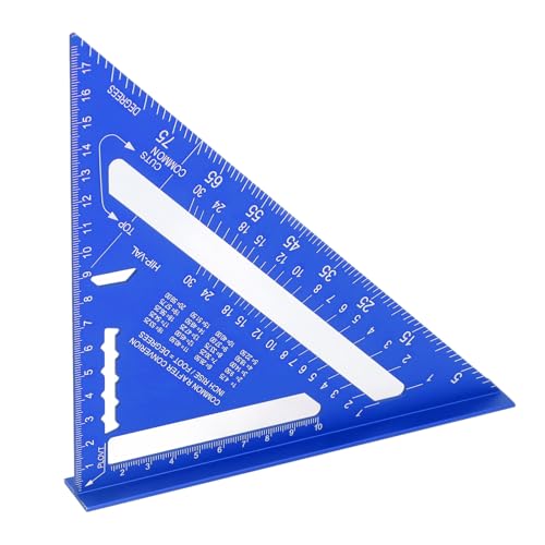Walfront 7 Zoll Rafter Square Triangle Lurer Lineal Lineal 90/45 Grad Dachdreieck Messwerkzeug Aluminiumlegierung Dreieck Lineal (BLUE) von Walfront