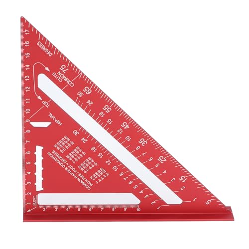 Walfront 7 Zoll Rafter Square Triangle Lurer Lineal Lineal 90/45 Grad Dachdreieck Messwerkzeug Aluminiumlegierung Dreieck Lineal (Rot) von Walfront