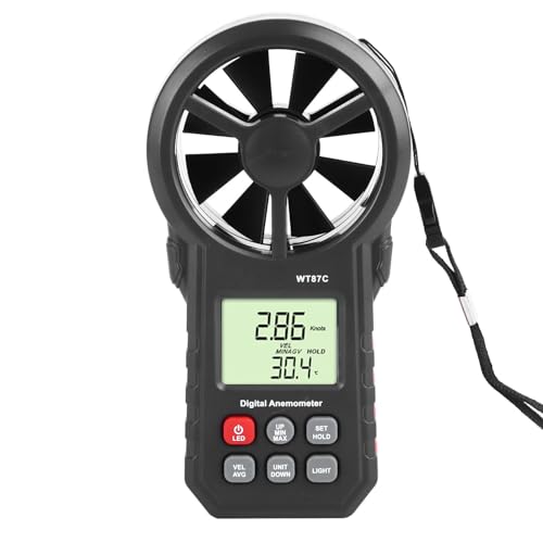 Walfront Digital Anemometer Handheld Professional Windgeschwindigkeitsmesser LCD -Hintergrundbeleuchtung Zur Messung von Windgeschwindigkeit, Temperatur und Windkälte von Walfront