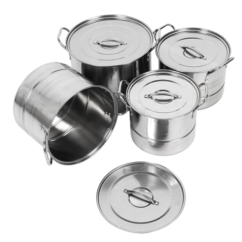 Walfront Edelstahl Großer Kapazitätsvorratstopf für Heimküchenkochsuppe mit Deckel, Vielseitig für Gasherd und Induktionskochfeldplätze von Walfront