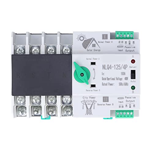 Walfront NLQ4125 4P Dual Power Automatic Transfer Switch 100A AC220V Umschalter Silberkontakte Backup-Stromversorgungsschalter Millisekundenschaltkreis Schneller Controller von Walfront