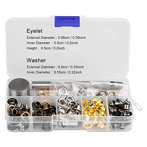 Walfront Ösen Set 5 mm x 220 Stück 3 mm x 420 Stück Metallösen mit Aufbewahrungsbox für Schuhe Kleidung Leder Handwerk DIY Projekte (4 mm x 220 Stück) von Walfront