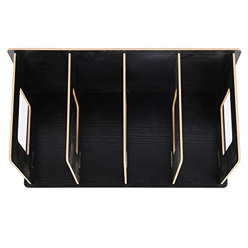 Walfront Organisieren Sie Ihre Bücher Desktop Bücherregal Holz DIY Desktop Bookshelf Lagerregal mit 4 Vertikalen Fächern Rack -Dateihalter für Büro- und Heimarbeitsbereich Cherry Wood (Black) von Walfront