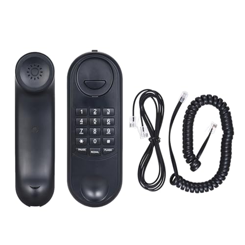 Walfront Schnurgebundenes Telefon mit Pause, Wahlwiederholung, Blitzsicherem Design, Hoher/niedriger Ton Umschaltbar, Tisch- oder Wandmontagetelefon für Haus, (Black) von Walfront