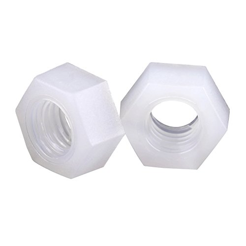 Walfront Sechskantmuttern, 100 Stk Metrisches Nylon Sechskantmutter Gewinde Sechskantschraube Selbstsichernde Mutter Nylon Mutter weiß M2 / M2.5 / M3 / M4 / M5 / M6 / M8(M3) von Walfront