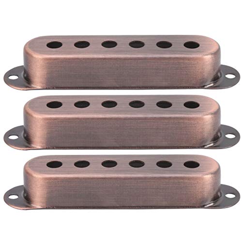 Walfront Single Coil 48/50 / 52mm 3 Stück Single Coil Pickup Cover Messing für E-Gitarre St Sq(lila Bronze) von Walfront