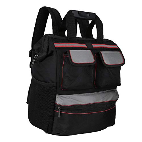 Werkzeugtasche für Rucksack, multifunktional Oxford Stoff Werkzeugrucksack 16,5 x 12,6 x 5,9 Zoll Arbeitsrucksack Herren(schwarz) von Walfront