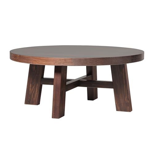 Walker Edison Colt Moderner Couchtisch aus Massivholz, rund, 91,4 cm, Espresso Walker Edison Colt Moderner Couchtisch aus Massivholz, rund, 91,4 cm, Espresso von Walker Edison