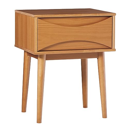 Walker Edison Mid-Century Nachttisch aus Massivholz, Retro-Stil, 1 Schublade, 63,5 cm, Karamell Walker Edison Mid-Century Nachttisch aus Massivholz, Retro-Stil, 1 Schublade, 63,5 cm, Karamell von Walker Edison