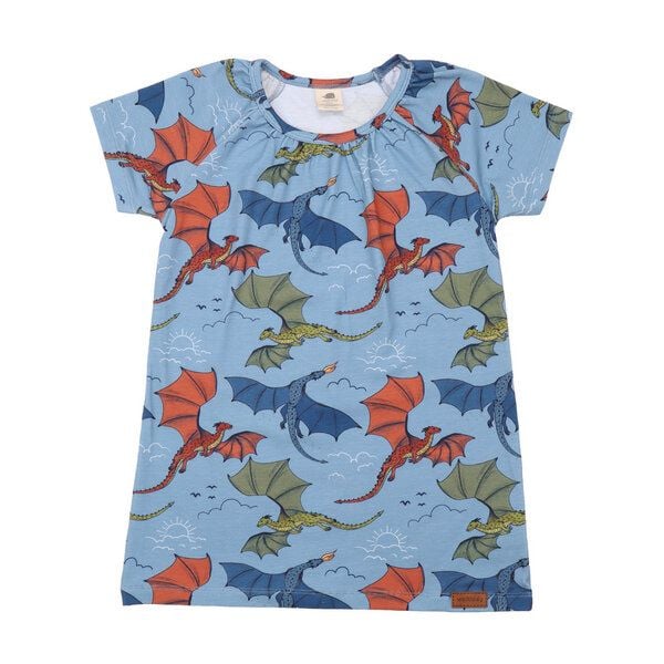 Bio-Baumwolle Tunic Blau - Colorful Dragons - Fair Trade - GOTS-Zertifikat – Walkiddy von Walkiddy