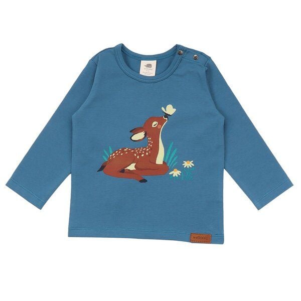 Langarmshirt Bio-Baumwolle Blau Babydeer Walkiddy 95% Baumwolle 5% Elasthan von Walkiddy