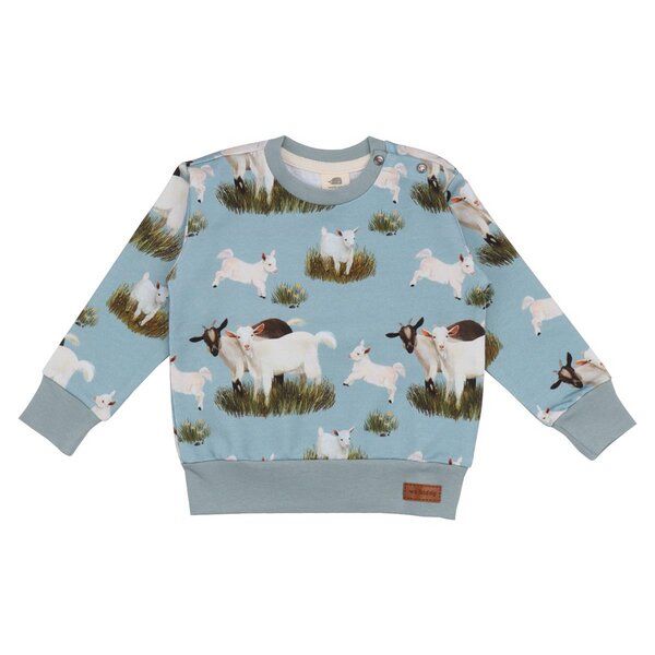 Walkiddy Bio-Baumwolle Sweatshirt Goat Family - Grüne Nachhaltige & Allergikerfreundliche Mode – GOTS zertifiziert von Walkiddy