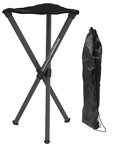 WALKSTOOL - Modell Basic - Sitzhöhe 60 cm - MIT Tragetasche - Schwarz- Camping Klapphocker aus Aluminium - Klapphocker Faltbar, Campingstuhl 175 kg Maximal-Last - Dreibeinhocker Campinghocker von Walkstool / Calini