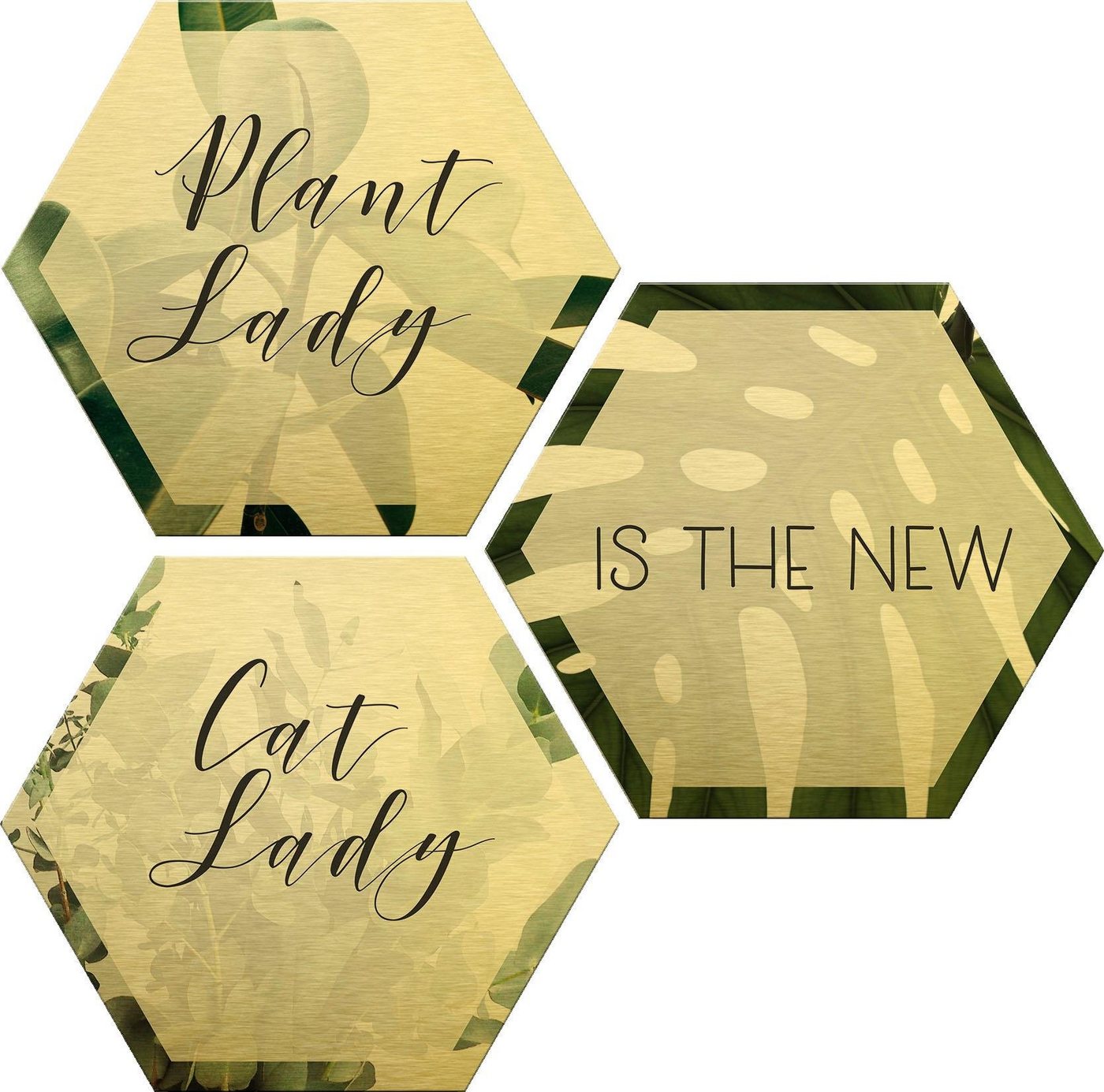 Wall-Art Metallbild Plantlady is the new Catlady, Natur (Set), Maße (B/H): 25/22 cm von Wall-Art