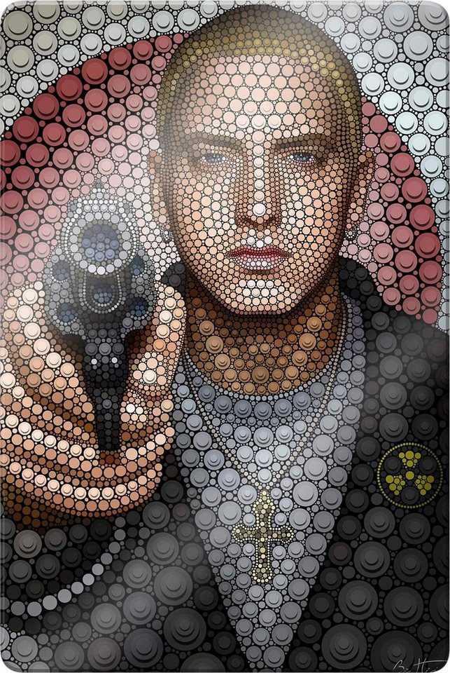 Wall-Art Glasbild Kunstdruck Rapper Eminem, Schriftzug, Glasposter modern von Wall-Art
