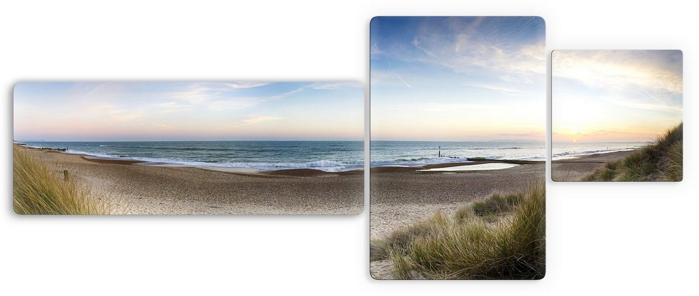 Wall-Art Glasbild Strandpanorama, Blumen, Glasposter modern von Wall-Art