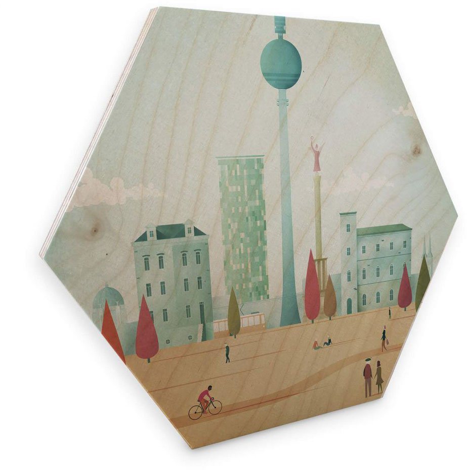 Wall-Art Holzbild Geometrisches Holzbild Retro, (1 St), Vintage Holzschild von Wall-Art