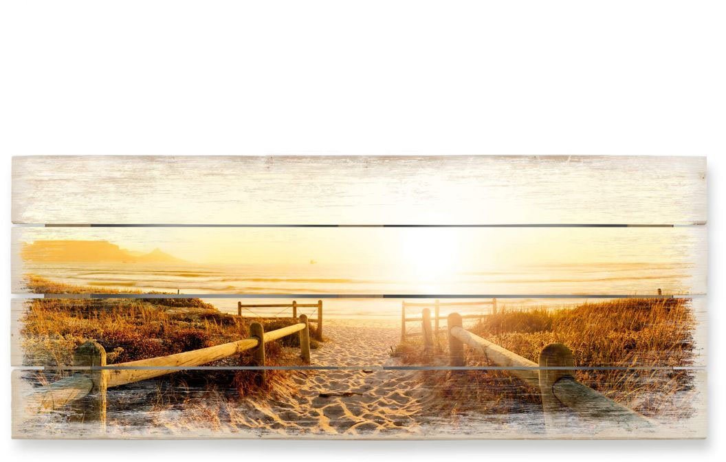 Wall-Art Holzbild Sonnenuntergang Boho Deko, (1 St), Vintage Holzschild von Wall-Art