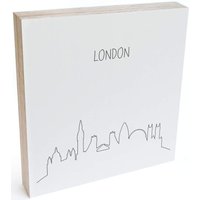 Wall-Art Holzbild "Tischdeko Skyline London Outline", (1 St.) von Wall-Art