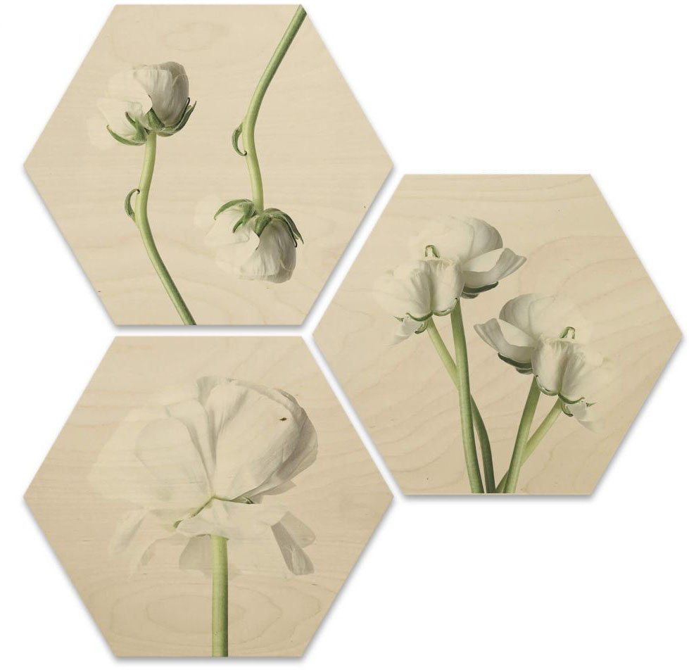 Wall-Art Mehrteilige Bilder Maiglöckchen Blumen Collage, Menschen (Set, 3 St), Holzposter modern von Wall-Art