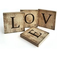 Wall-Art Mehrteilige Bilder "Scrabble Deko Buchstaben Love", (Set, 4 St., Dekorative Wanddekoration) von Wall-Art