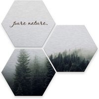 Wall-Art Mehrteilige Bilder "Silber Effekt Pure Nature Wald", Pflanzen, (Set, 3 St.) von Wall-Art