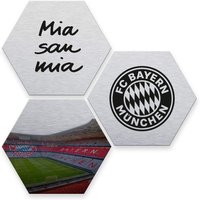 Wall-Art Mehrteilige Bilder "Silber FC Bayern München", (Set, 3 St., Im 3-teiligen Set) von Wall-Art