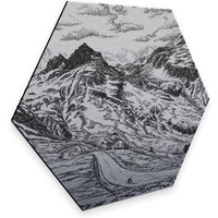 Wall-Art Metallbild "Alpenpass Metallbild Natur Silber", (1 St.) von Wall-Art