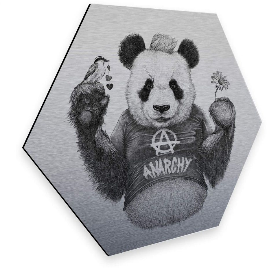 Wall-Art Metallbild Türschild Panda Bär Silber Deko, (1 St), vintage Metallschild von Wall-Art