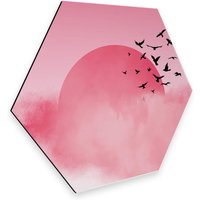 Wall-Art Metallbild "Vogel Sonnenuntergang Pink", (1 St.) von Wall-Art