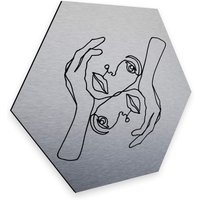 Wall-Art Metallbild "Yin Yang Wanddeko Silber Hexagon", (1 St.) von Wall-Art