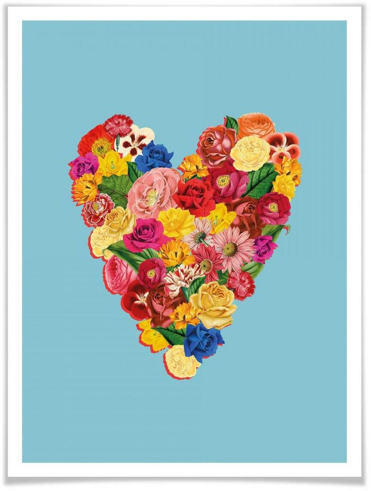 Wall-Art Poster Blumen Herz Sommerliebe, Herz (1 St), Poster ohne Bilderrahmen von Wall-Art