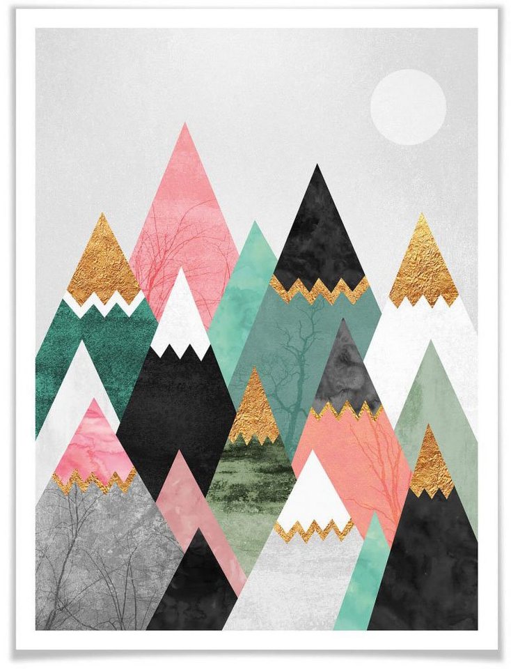 Wall-Art Poster Bunte Berge, Berge (1 St), Poster ohne Bilderrahmen von Wall-Art