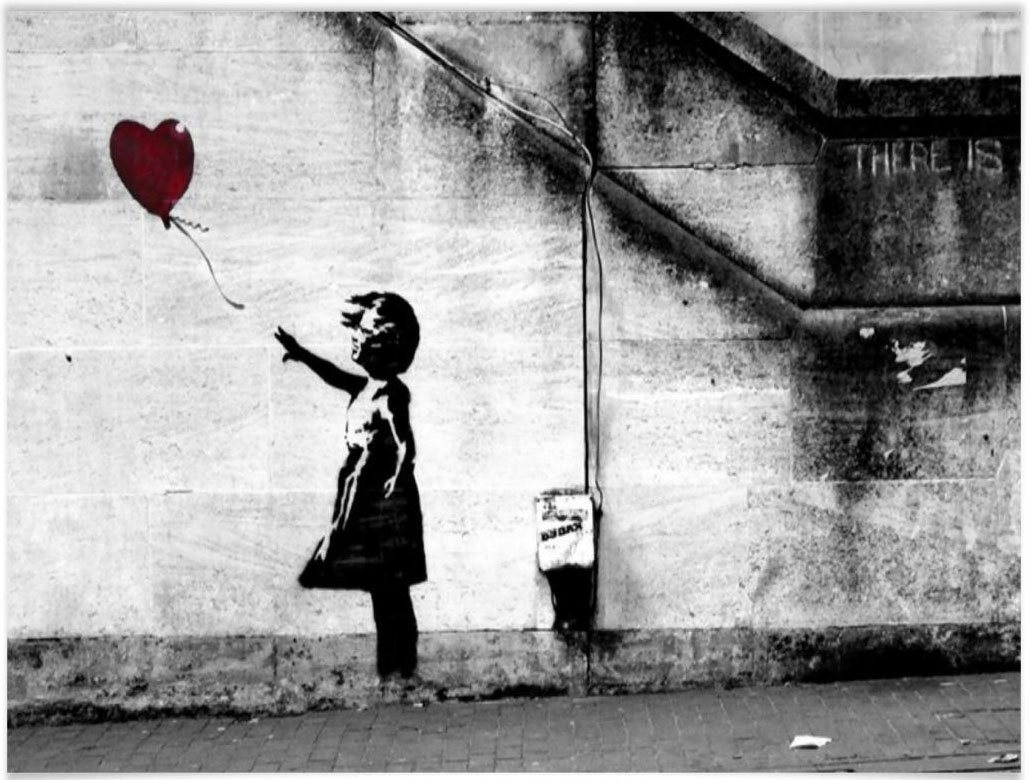 Wall-Art Poster Graffiti Bilder Girl with balloon, Menschen (1 St), Poster ohne Bilderrahmen von Wall-Art