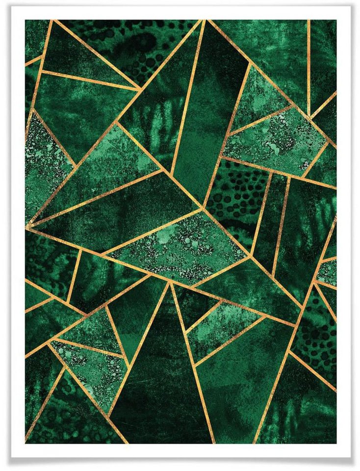 Wall-Art Poster Grüner Smaragd, Schriftzug (1 St), Poster ohne Bilderrahmen von Wall-Art
