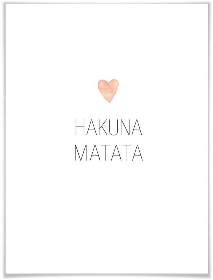 Wall-Art Poster Herz Schriftzug Hakuna Matata, Schriftzug (1 St), Poster ohne Bilderrahmen von Wall-Art