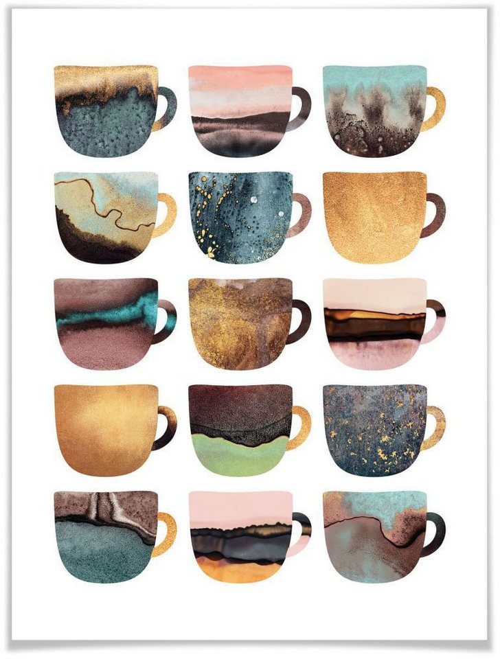 Wall-Art Poster Kaffeetassen Natur, Geschirr & Besteck (1 St), Poster ohne Bilderrahmen von Wall-Art