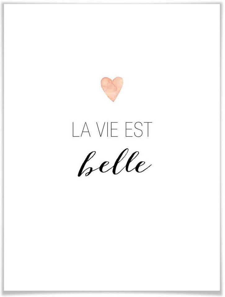 Wall-Art Poster La vie est belle, Schriftzug (1 St), Poster ohne Bilderrahmen von Wall-Art