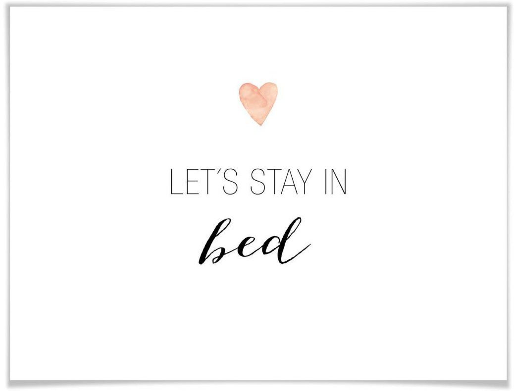 Wall-Art Poster Let's stay in bed, Schriftzug (1 St), Poster ohne Bilderrahmen von Wall-Art