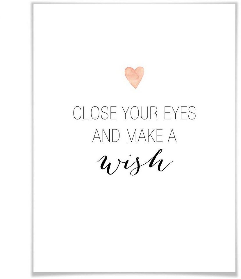 Wall-Art Poster Make a wish, Schriftzug (1 St), Poster ohne Bilderrahmen von Wall-Art