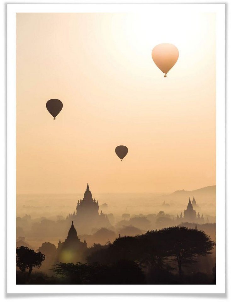 Wall-Art Poster Morgen über Bagan, Landschaften (1 St), Poster ohne Bilderrahmen von Wall-Art