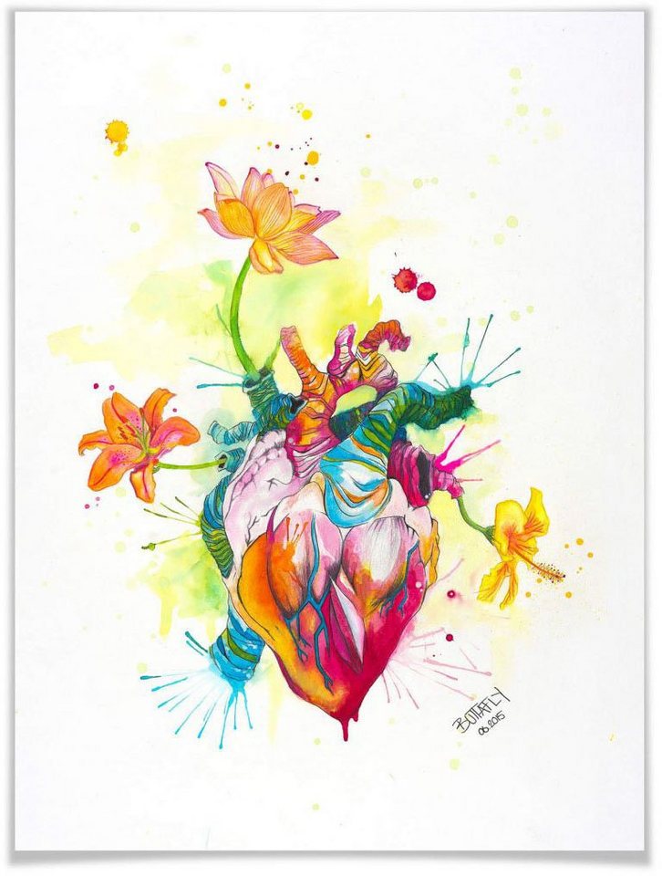 Wall-Art Poster Nature Beating Heart, Schriftzug (1 St), Poster ohne Bilderrahmen von Wall-Art