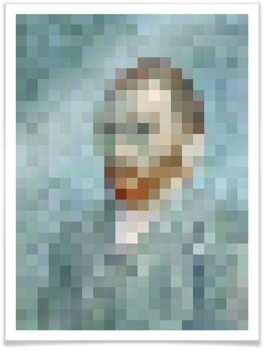 Wall-Art Poster Pixel Portrait van Gogh Bildnis, Person (1 St), Poster ohne Bilderrahmen von Wall-Art