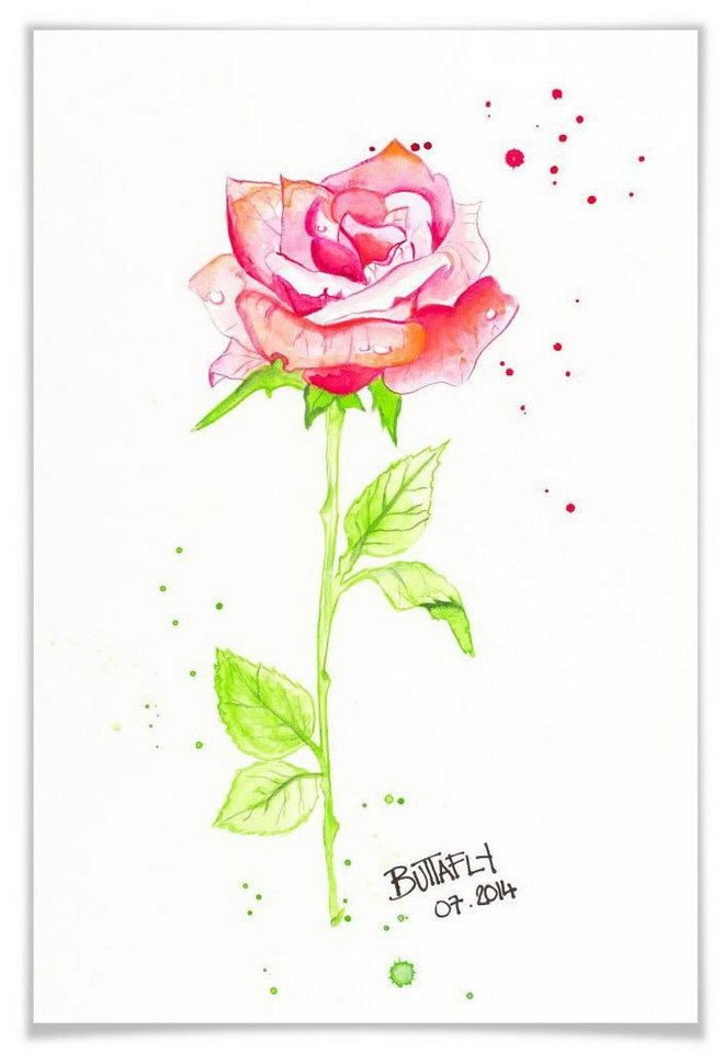 Wall-Art Poster Rose, Blumen (1 St), Poster ohne Bilderrahmen von Wall-Art