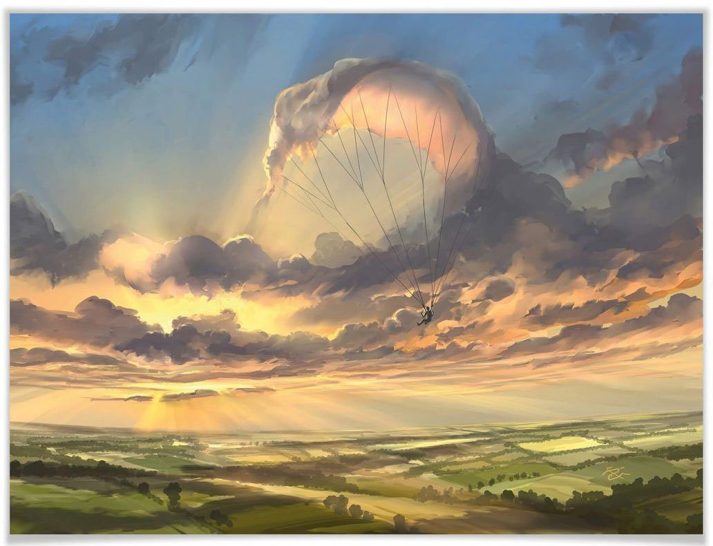Wall-Art Poster Surrealismus Bild Wolkenflug, Schriftzug (1 St), Poster ohne Bilderrahmen von Wall-Art
