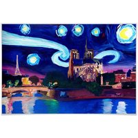 Wall-Art Poster "Van Gogh Stil Stadt Paris bei Nacht", Stadt, (1 St.) von Wall-Art