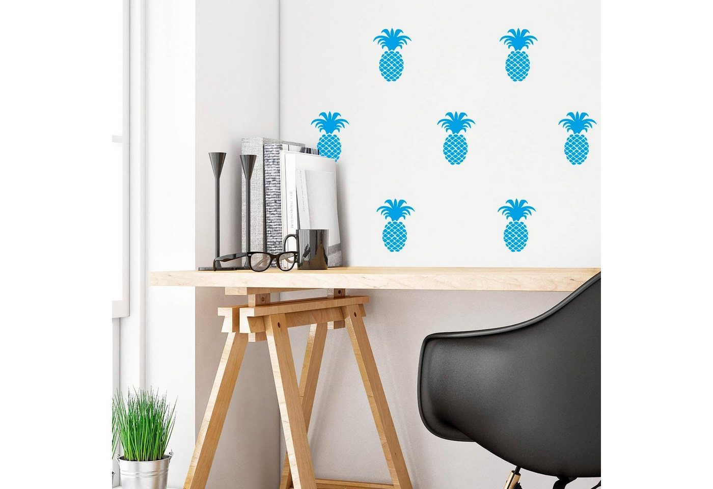 Wall-Art Wandtattoo Ananas Set, selbstklebend, entfernbar von Wall-Art