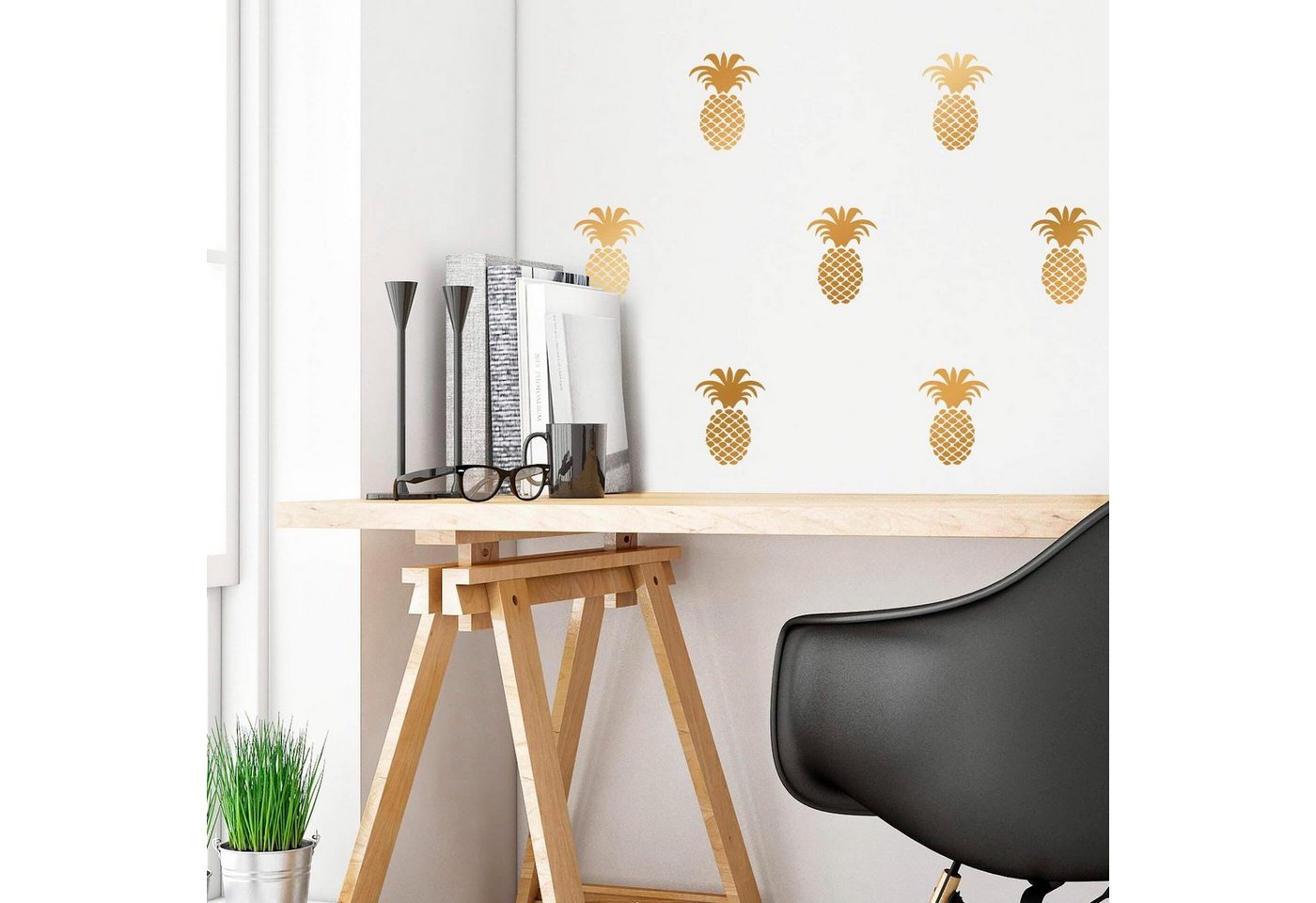 Wall-Art Wandtattoo Ananas Set, selbstklebend, entfernbar von Wall-Art