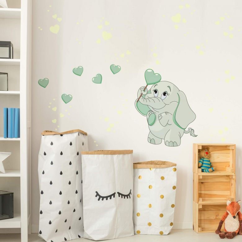 Wall-Art Wandtattoo Elefantenbaby Leuchtbilder (1 St), selbstklebend, entfernbar von Wall-Art