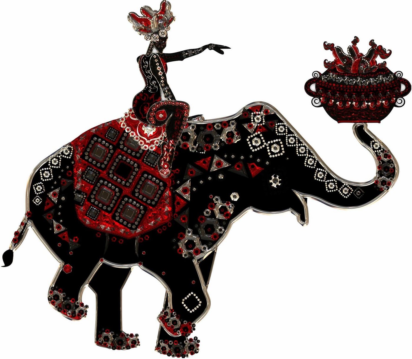 Wall-Art Wandtattoo Metallic asiatischer Indischer Elefant, selbstklebend, entfernbar von Wall-Art